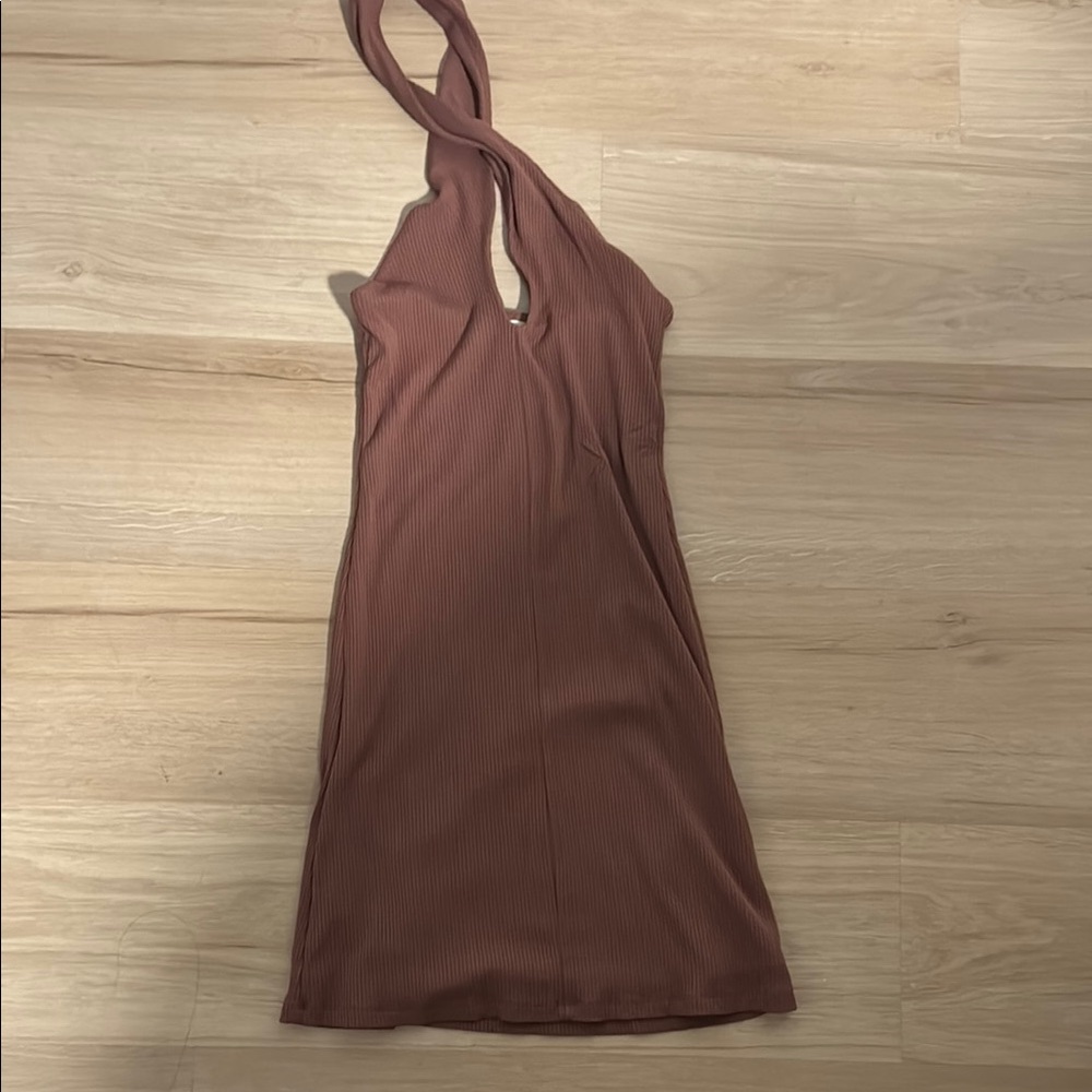 Aritzia Brown One Shoulder Bodycon Dress